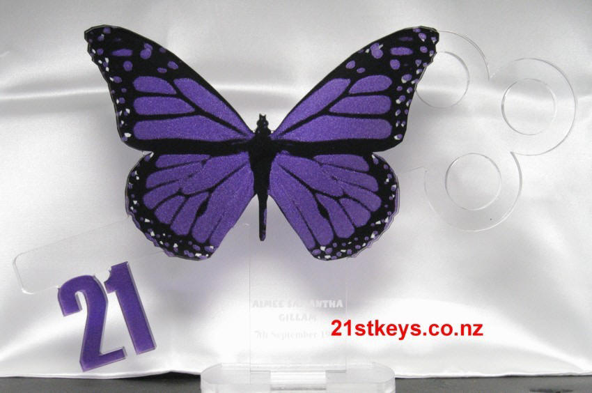 Purple Butterfly 21st Birthday Key